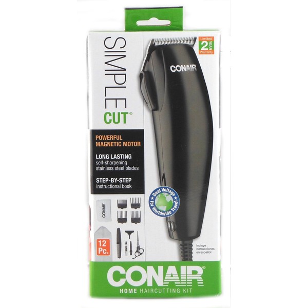 Conair HC102NGB Simple Cut Hair Trimmer with (ACUPWR (TM) Plug Kit - Lifetime Warranty) Dual Voltage for Worldwide Travel
