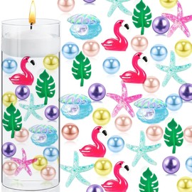 Cqueni 125Pcs Summer Vase Filler Set for Wedding,Dinning Table Party Home DIY Decor (Starfish Swan Seaweed Theme)