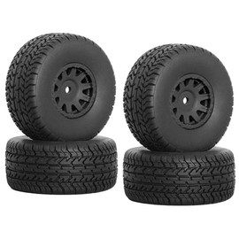 4 pcs 65mm Tires Wheels for ARRMA 1/14 Mojave Grom 1/18 Typhon GROM RC car Upgrade Part,12mm Hex Wheels and Tires(Black