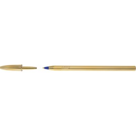 BIC Crystal Shine Ballpoint Pen Medium Point 1.6mm Blue Body Gold Pack of 10