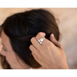 Sterling Silver Shiva Eye Ring - Natural Stone Santa Lucia, Shell, Natural shell