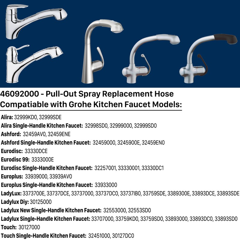 46092000 46174000 Grohe Kitchen Faucet Hose Replacement, Ladylux Metalflex Hose