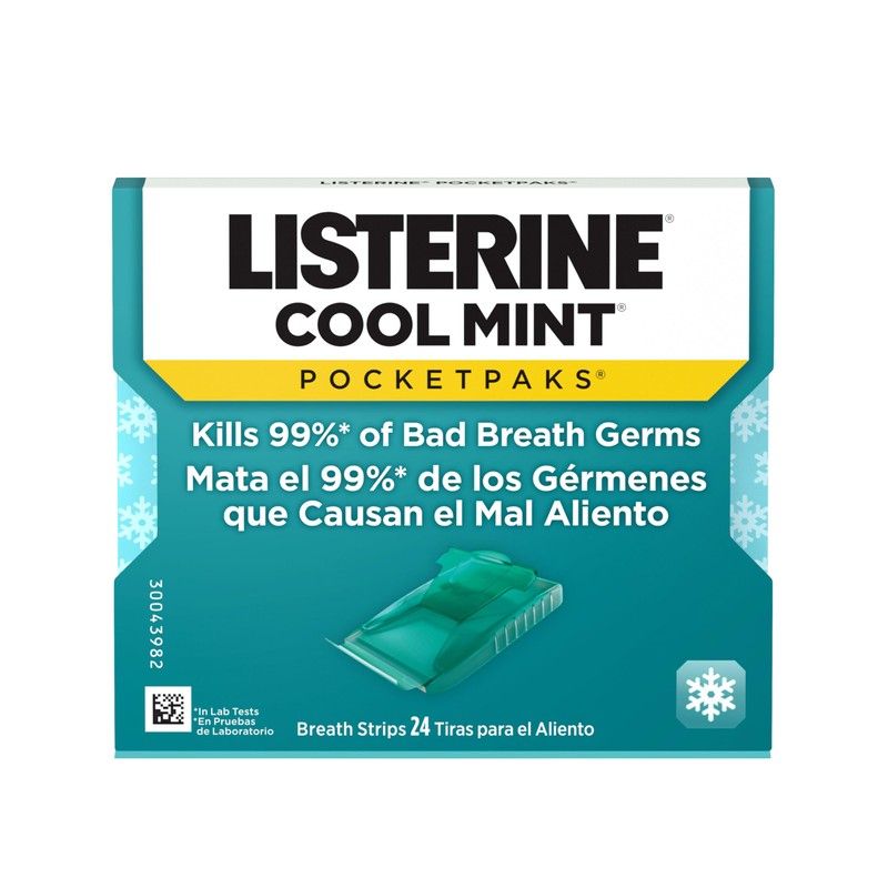 Listerine Cool Mint PocketPaks Portable Breath Strips for Bad Breath,