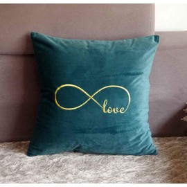 FAVDEC Embroidered Infinity Love Decorative Throw Pillow Cover, Love Pillow Cover 18 Inches x 18 Inches Cover Only