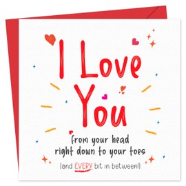 Funny Anniversary Card for Him/Her – "I Love You" – Eco-Friendly 150x150mm – Valentines Card for him, Valentines Card Wife, her, Husband, or Fiancé – Premium 350 GSM – Made in the UK