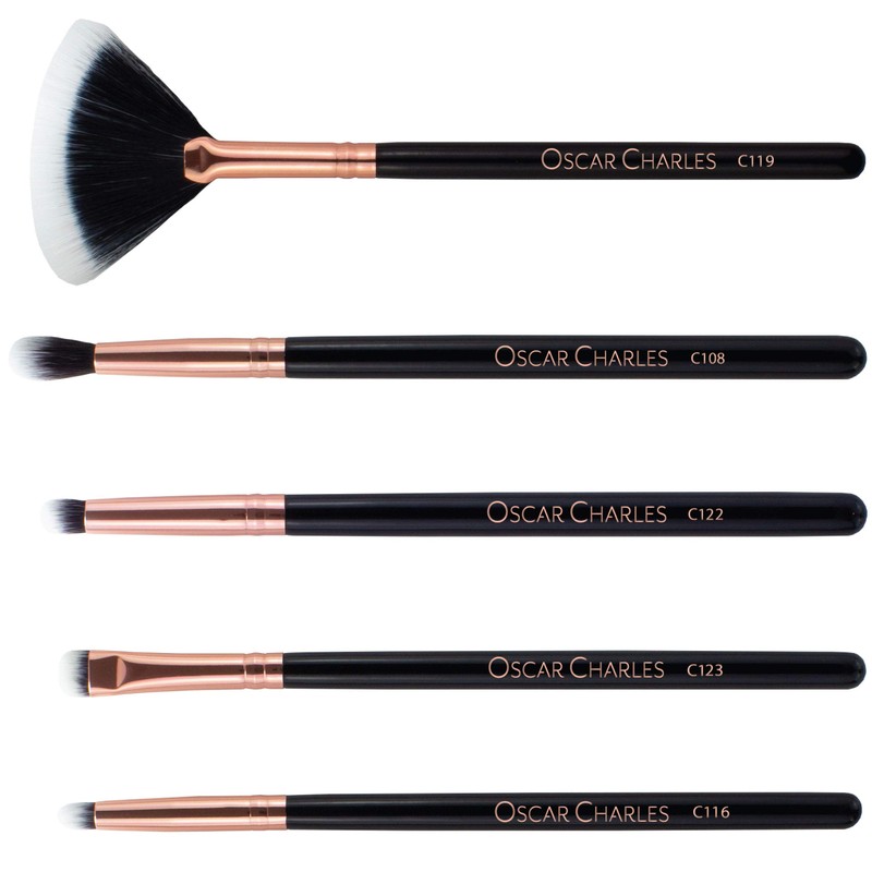 Oscar Charles Professional Radiance Makeup Brush Set with Beauty Sponge