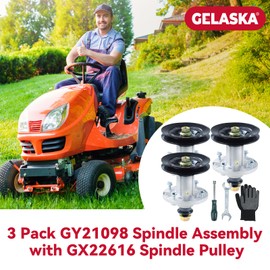 GELASKA 3 Pack GY21098 Spindle with GX22616 Pulley Replaces GY20454, GY20962, AUC15811, GY20962 for John Deere D140, D150, D155, D160 E140 E150 E160 E170 LA145 LA155 LA165 S140 S160 S170 Tractors