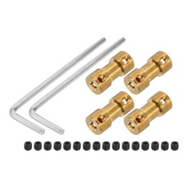 sourcing map 3mm to 4mm Bore Rigid Coupling 20mm Length 9mm Dia M3 Brass Shaft Coupler Connector for 3D Printers DIY Car Boat Copper Tone, with 4pcs Coupling, 16pcs Screws, 2pcs Wrench
