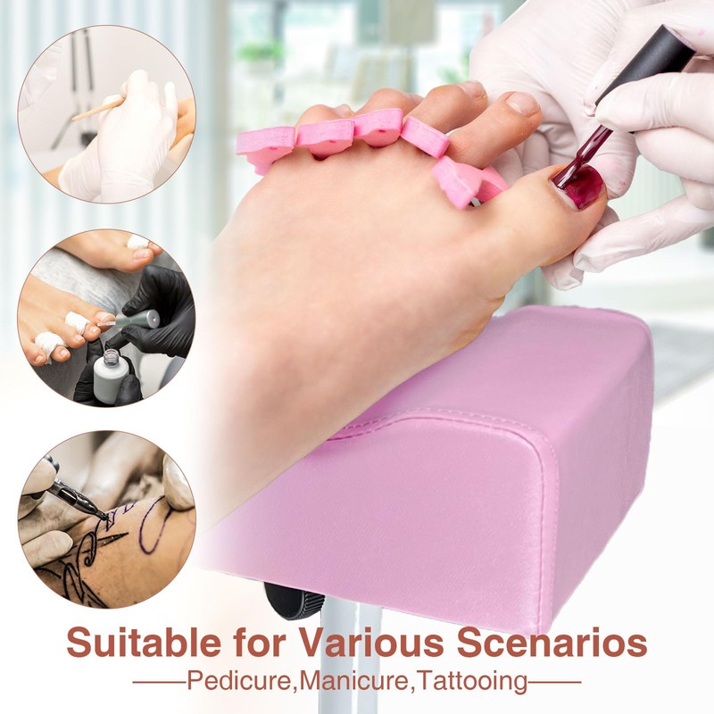 LOVEVLOGY LOVEVLOGY Pedicure Stool, Height Adjustable, H-Shaped Arch Cushion, Pink,