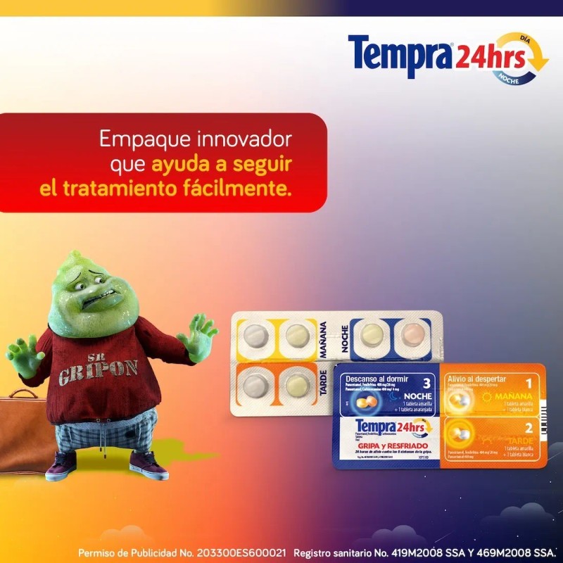 Antigripal Tempra 24hr Alivia 5 Síntomas Día Y Noche 12