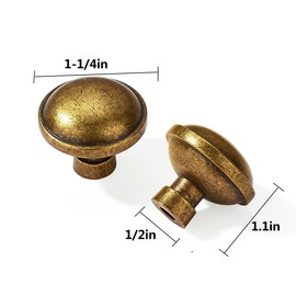 CABDM 10 Pack 1-1/4 inch Kitchen Cabinet Knobs Drawer Knobs Vintage Knobs Antique Brass Cabinet Knobs Drawer Pulls Round Knobs Cabinet Hardware Knobs for Dresser Drawers