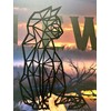 Geometric Cat Metal Wall Art (18" H x 11.5" W,