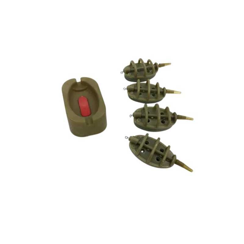 4 x Inline Method Feeder + Mould Set Carp Coarse