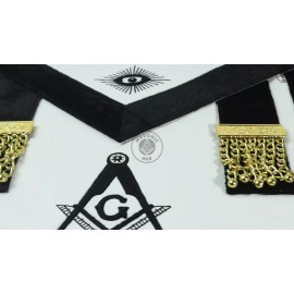 Masonic Master Mason Funeral Apron 100% Lambskin Hand Embroidered+BL