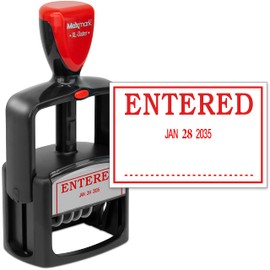 MaxMark Heavy Duty Style 3 Date Stamp with Entered self Inking Stamp - Red Ink