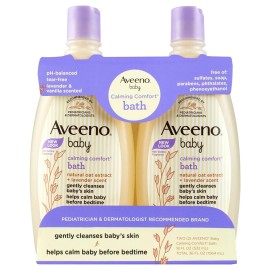 Aveeno Baby Calming Comfort Bath Wash 18oz 2-Pack Lavender Vanilla Soothing.