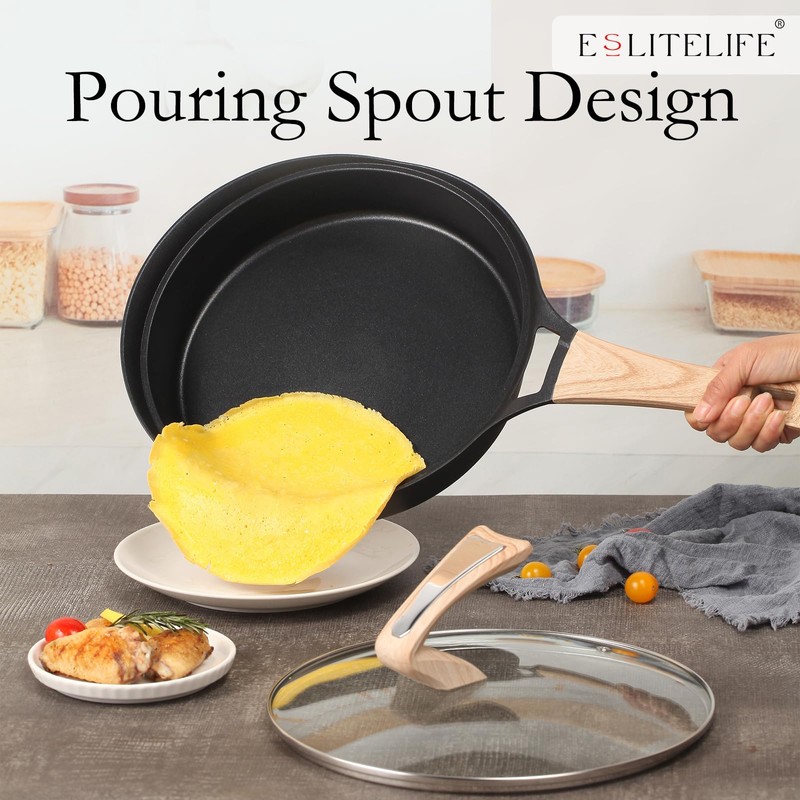 ESLITE LIFE Nonstick Deep Frying Pan Skillet, Healthy Granite Coating