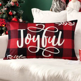 JOTOM Christmas Cushion Covers 30x50 cm Christmas Pillow Covers Winter Merry Christmas Decorative Lumbar Throw Pillow Covers Xmas Tree Pillowcases for Home Sofa Bed Couch Holiday Decor