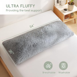 HIGOGOGO Body Pillow for Adults Extra Long Full Body Pillow with Removable Cover and Memory Foam Filling, for Side Sleepers and Pregnancy, Soft Support Pillow, Machine Washable (20x54 Inch)