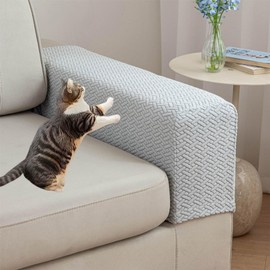 TOWGOU Couch Arm Covers, Arm Chair Covers Set of 2, Armchair Covers, Chair Arm Covers Protectors Washable with Twist Pins (Light Gray,Medium (Set of 2))