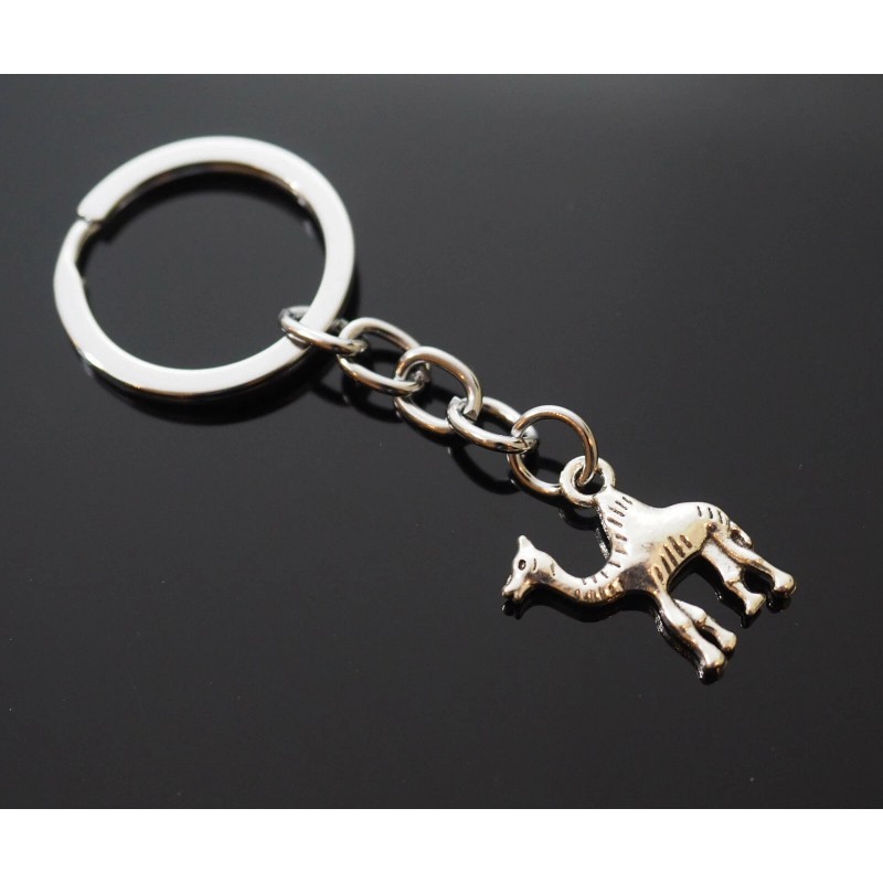 Camel Single Hump Bactrian Dromedary Silver Pendant Keychain Gift Key