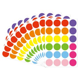 STARZIWEN 1 inch Dot Stickers Yardsale Pricing Stickers Garage Sale Price Sticker Spice jar Writable Blank Round Labels Removable Colorful Circle Stickers for Most Occasion Office Diary Sort 1200pcs