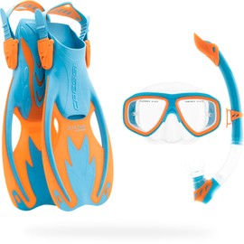 Cressi Rocks Kids Set, Blue/Orange, L/XL