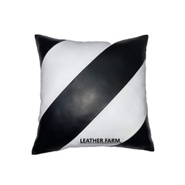 Leather Farm - Funda de cojín de piel de cordero (50 x 50 cm), color blanco y negro