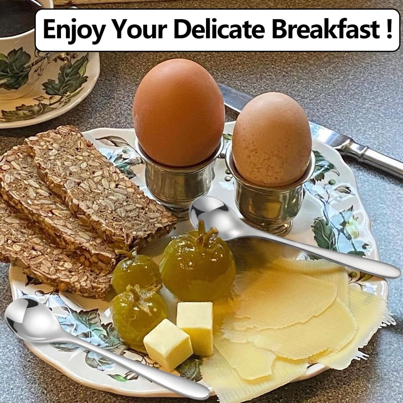 CVNRCLP 6-Piece Stainless Steel Egg Spoons Set - Perfect for