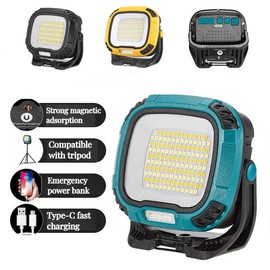 New Multifunctional Work Light Portable Handheld LED Strong Light Long Endurance Outdoor Emergency Light Strong Magnetic Tape Hook (W892-2-Blue)