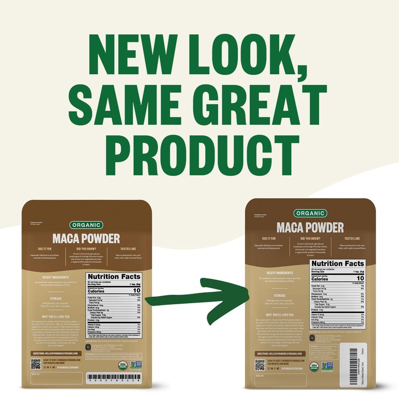 FGO Organic Peruvian Maca Root Powder, 16oz Bulk Resealable Pouch,