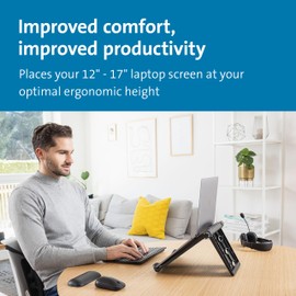 Kensington Portable Laptop Stand, Height Adjustable Foldable Laptop Riser for Laptops Up to 17", Light Weight Collapsible Stand for MacBook Air/Pro, Dell XPS, Lenovo, HP Elitebook, Black K52788WW