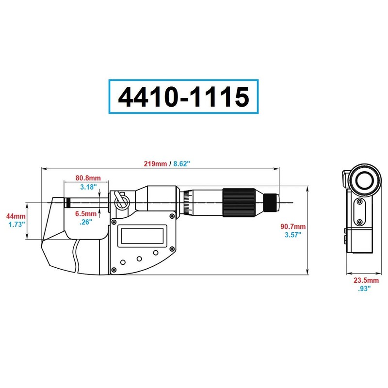 Dasqua 4410-1115 50-75Mm/2-3" Ip65 Digital Outside Micrometer