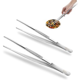 2 Cooking Tweezers (20 cm and 30 cm), Kitchen Tweezers, Stainless Steel, Long Tweezers, Meat Tweezers, Stainless Steel, Cooking Tweezers Kitchen, Tongs Kitchen