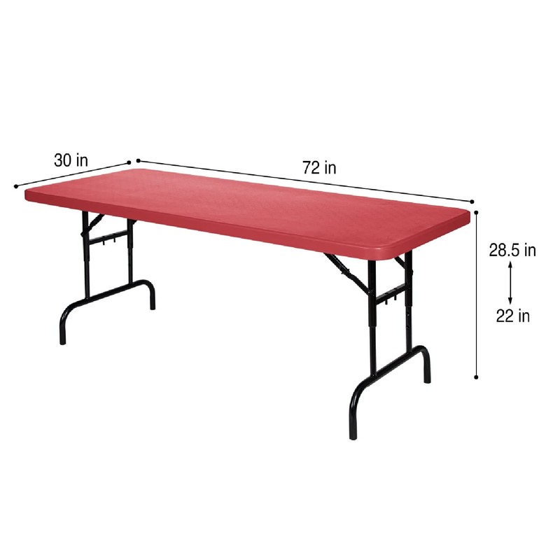 OEF Furnishings Adjustable Folding Table, 30" x 72", Red