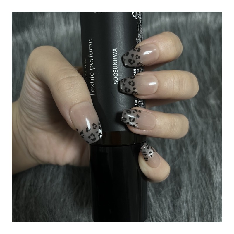Magnetic Leopard Handmade Nail Tips - Coffin Egg / 마그네틱
