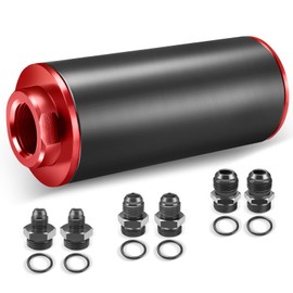 JINGTAO88 inline fuel filter 100 microns, effectively filters gasoline, diesel, Equipped with 6AN 8AN 10AN adapter