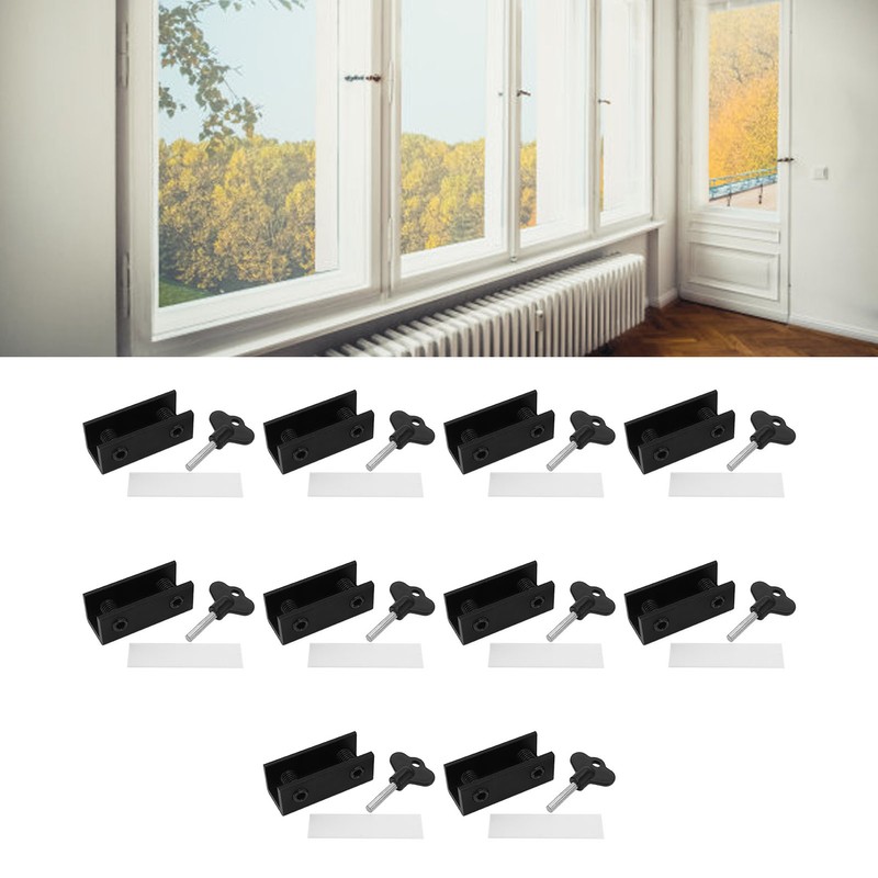 10 Set Window Lock 2 Holes Sliding Door Stopper High