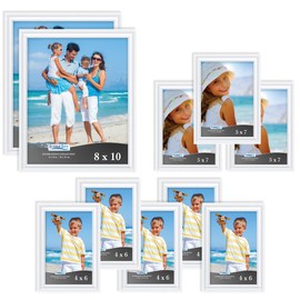 Icona Bay Combination White Picture Frames Set - 10 PC (Five 4x6, Three 5x7, Two 8x10), Inspirations Collection Multi-pack for Contemporary Wall Gallery