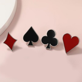 Holibanna Pocker Brooch Pins: 4pcs Playing Cards Lapel Pin Red Heart Butterfly Clutch Tie Tacks Suit Hat Badge for Bag Scarf Pants