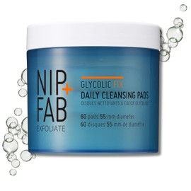 Nip + Fab - Glycolic Fix Daily Cleansing Pads - Glycolic Acid Exfoliating Pads - Daily Facial Exfoliant - With Hyaluronic Acid and Blue Daisy - Biodegradable Skincare Pads - 60 Pads