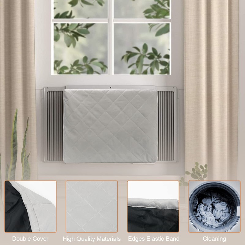 HOXHA 2 Pack Indoor Air Conditioner Cover for Window Units,