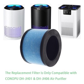 DH-JH01 Replacement Filter Compatible with Conopu DH-JH01 & DH-JH06 Air Purifier 3-in-1 H13 Replacement HEPA Filter with Activated Carbon Filter and Pre-Filter, Pack of 2