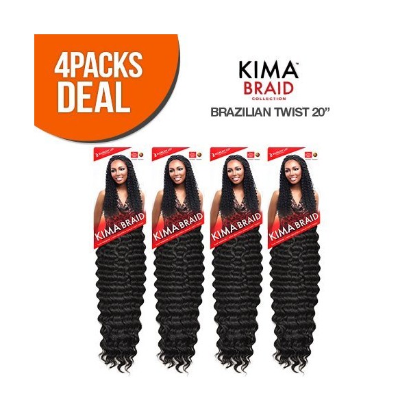 Harlem125 Synthetic Hair Braids Kima Braid Brazilian Twist 20" (4-Pack, 1B)