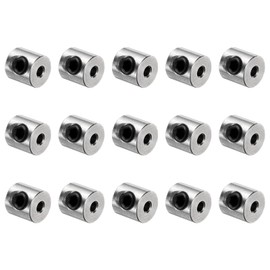 sourcing map 15pcs Set Screw Collars 2mm Bore Shaft Collars, 7mm OD, 7mm Width, Drill Stop Collar, Stainless Steel Drill Bits Depth Collars