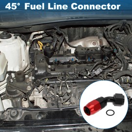 A ABSOPRO Male Flare Reducer Hose Fitting Adapter TF-1001-AN8 45° Fuel Line Connector Aluminum with O-ring Red,Black