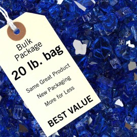 High Luster, 1/2" Reflective Tempered Fire Glass in Meridian Blue, 20 Pound Bag, by Celestial Fire Glass