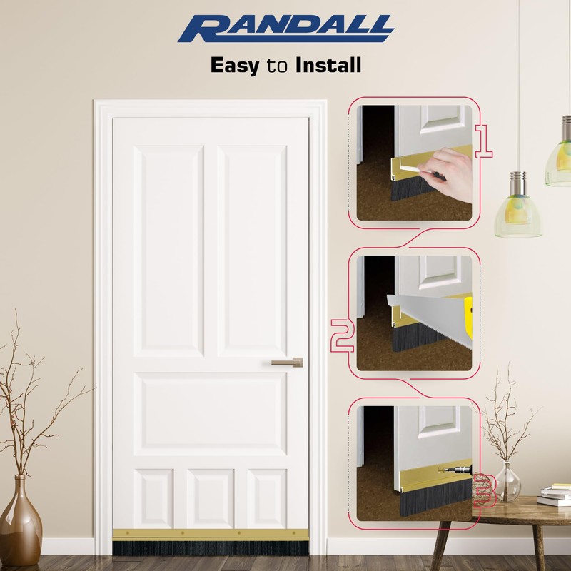 Brush Sweep Door Sweep with Black 1 1/2" Brush (3