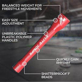 Elite Jumps Adult Core Beaded Jump Rope For Fitness - Workout Jump Rope - Beaded Fitness Skip Rope for Exercise Unbreakable 5" Handles - Designed for Beginners or Pros