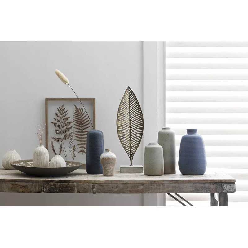 Creative Co-Op Jarrón De Cerámica Con Textura De Lunares Negros